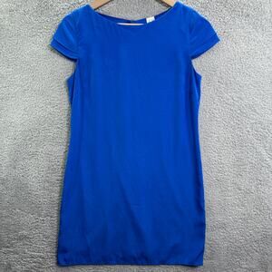 Pink Owl Dress Women’s Small Blue Cap‎ Sleeve Mini Shift Double Layered Casual